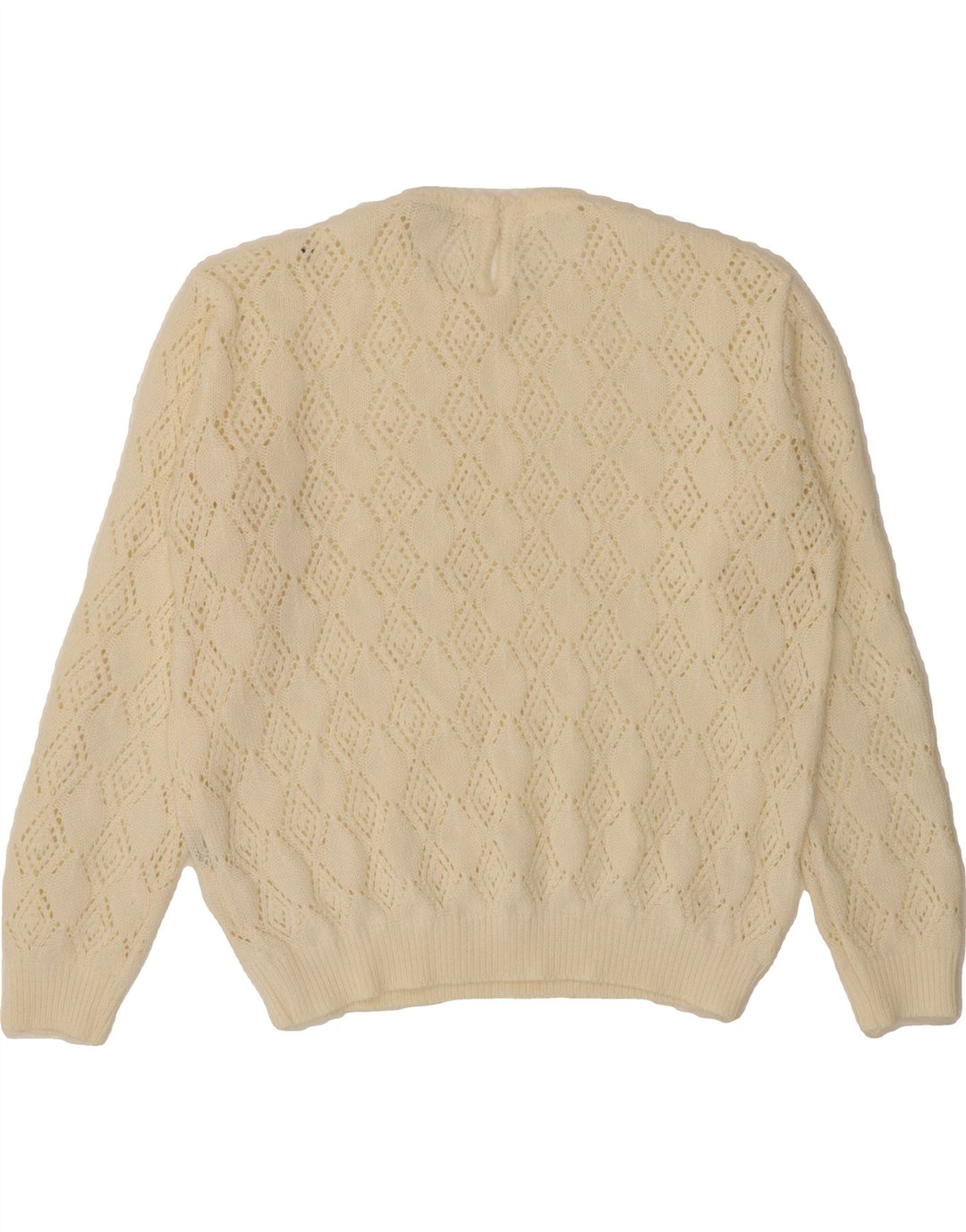 VINTAGE Womens Crew Neck Jumper Sweater IT 42 Medium Off White Synthetic Vintage Vintage and Second-Hand Vintage from Messina Hembry 