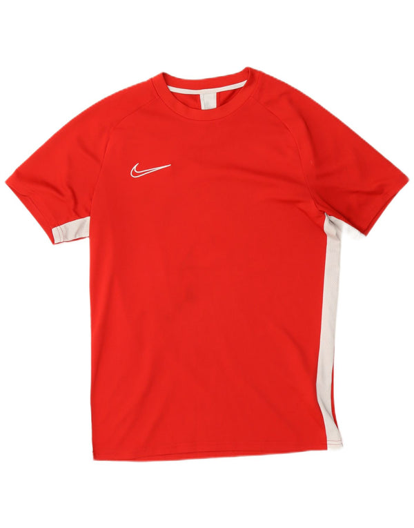 T-shirt Nike da uomo Dri Fit, top in poliestere color block rosso medio