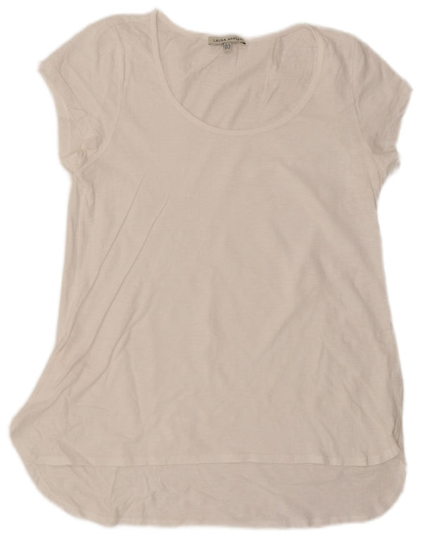 Top tunica da donna Laura Ashley UK 14 grande cotone bianco