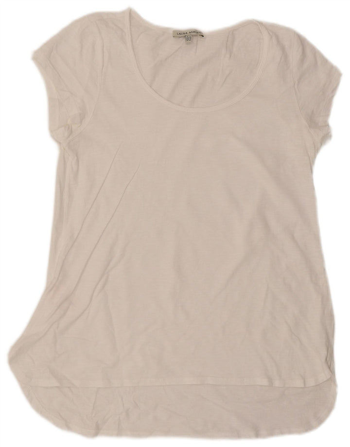 Top tunica da donna Laura Ashley UK 14 grande cotone bianco