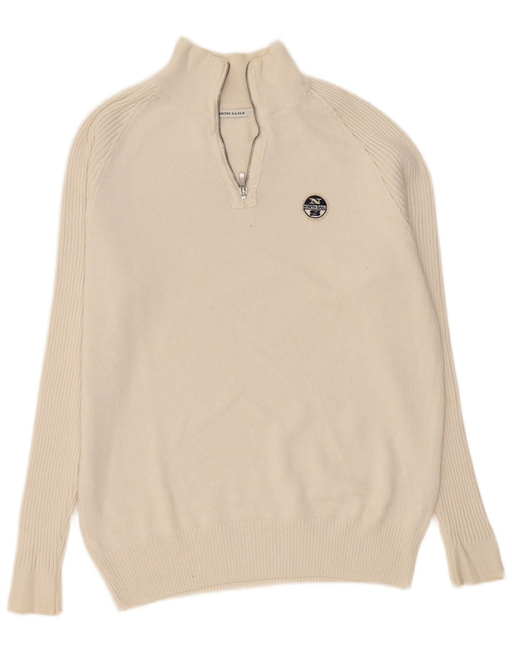 Maglione da uomo North Sails con zip e collo grande in cotone beige