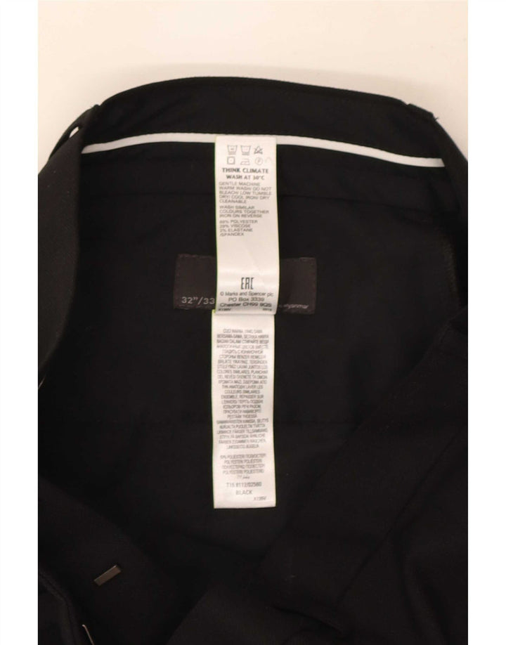 Pantaloni da abito slim fit da uomo Marks & Spencer W32 L33 poliestere nero