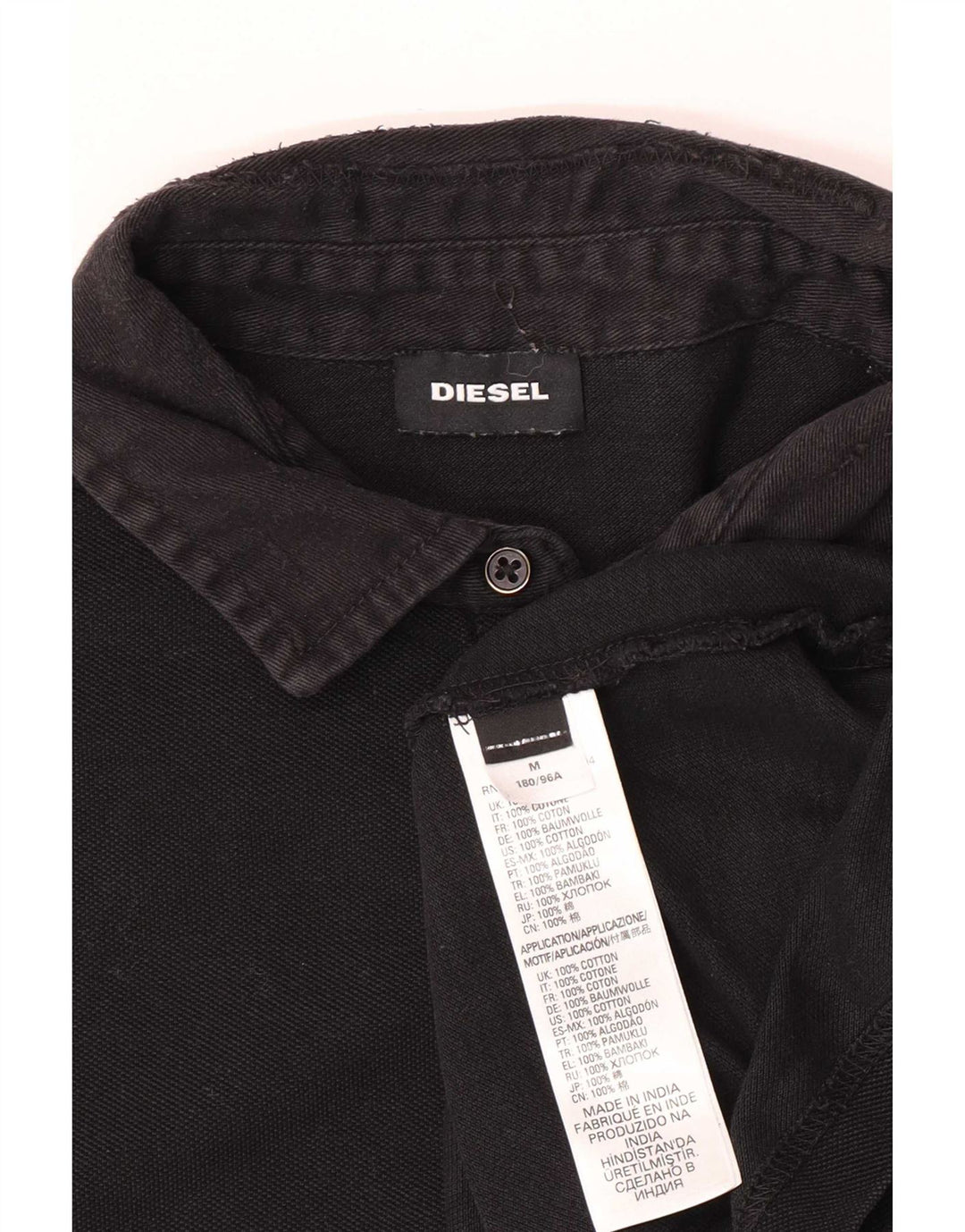 Polo Diesel da uomo in cotone nero medio