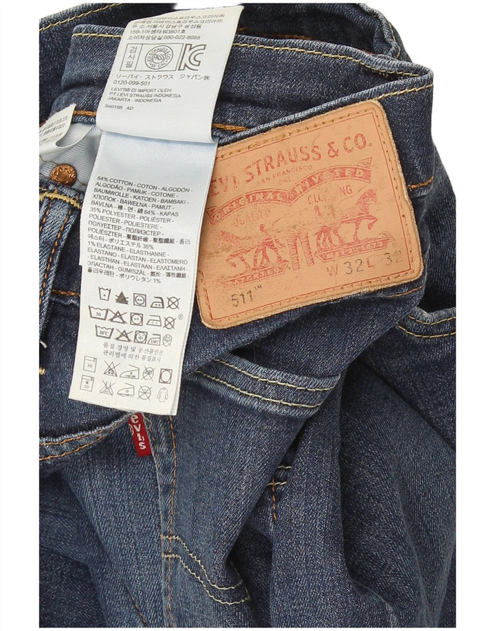 Levi's Uomo 511 Slim Jeans W32 L32 Cotone Blu Navy