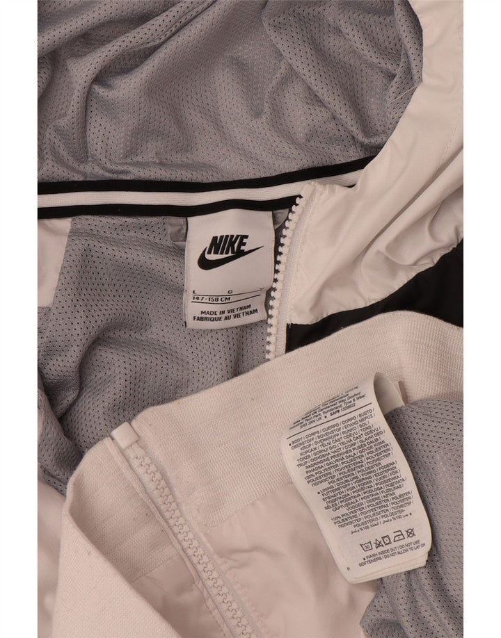 Giacca antipioggia con cappuccio Nike da bambino 12-13 anni Large in poliestere color block bianco