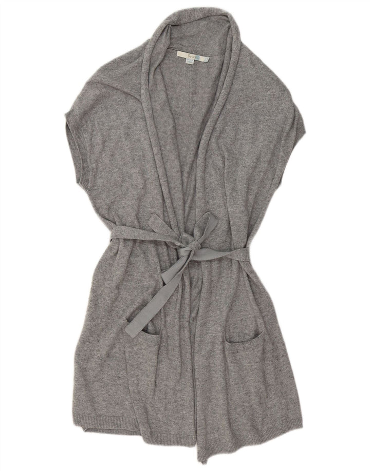 Maglione cardigan senza maniche da donna Boden UK 12 Cotone grigio medio