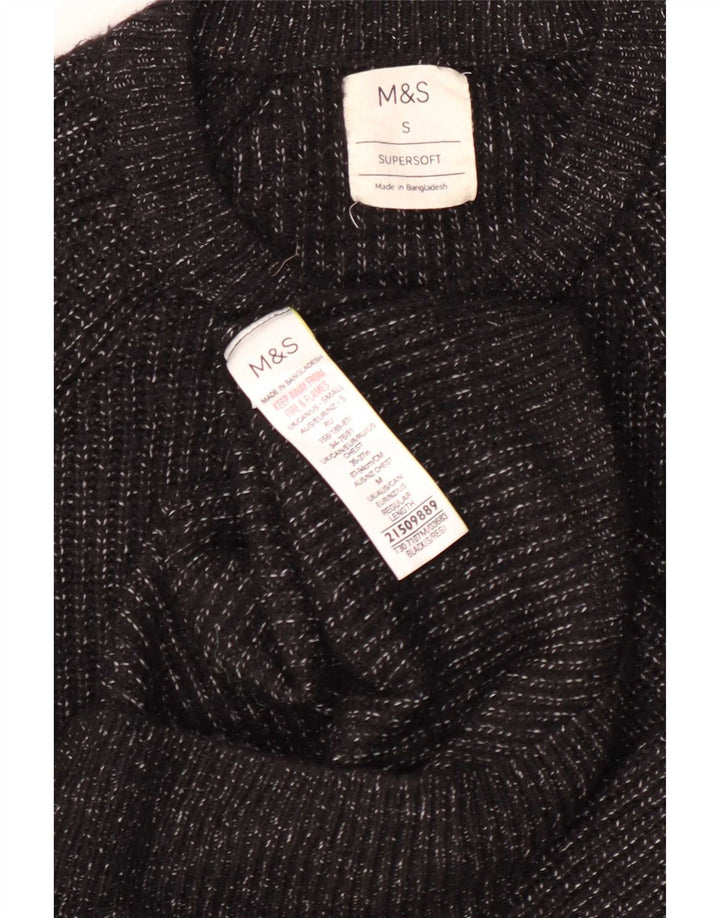 Maglione maglione girocollo da uomo Marks & Spencer piccolo poliammide screziato nero