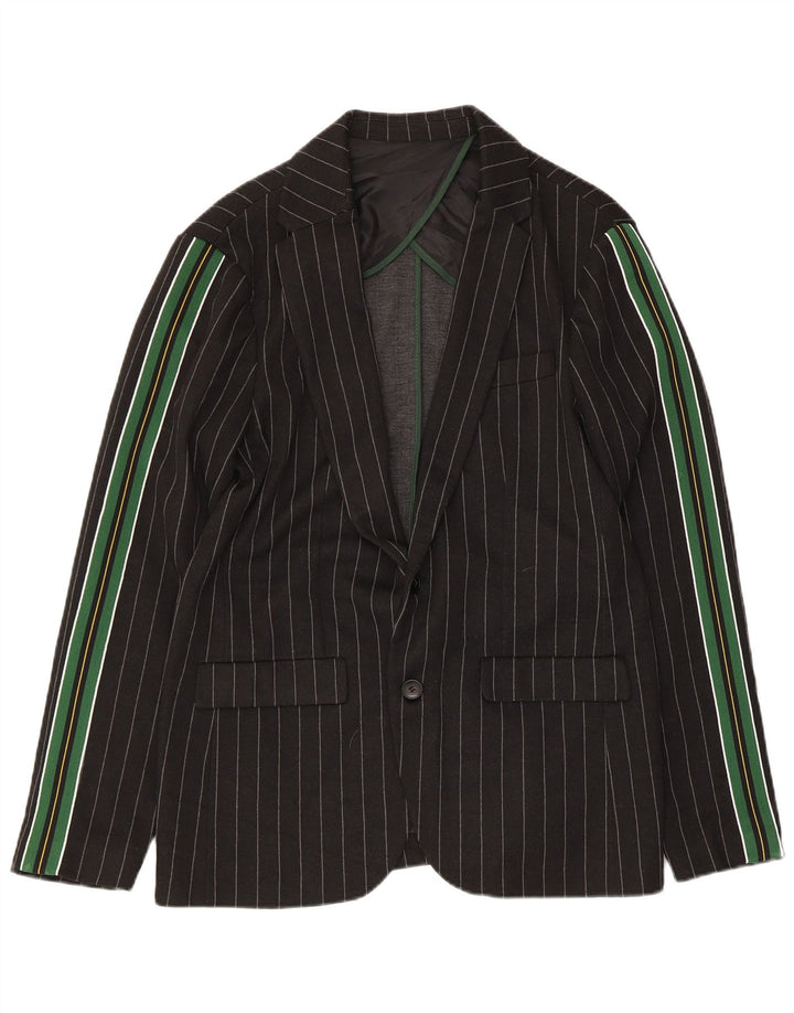 Giacca blazer da uomo a 2 bottoni Zara UK 40 grande poliestere a righe nere