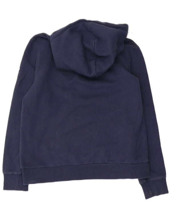 Maglione con cappuccio grafico da donna SUPERDRY UK 16 grande cotone blu navy
