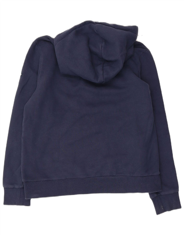 Maglione con cappuccio grafico da donna SUPERDRY UK 16 grande cotone blu navy