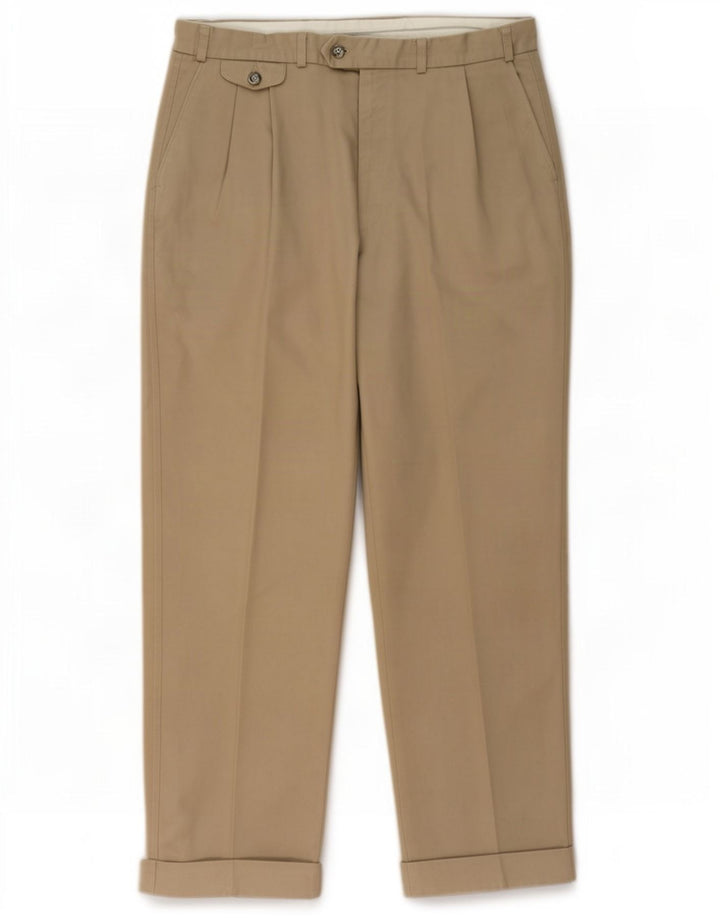 Pantaloni da abito con pegging Marks & Spencer da uomo St. Michael W38 L31 in cotone beige