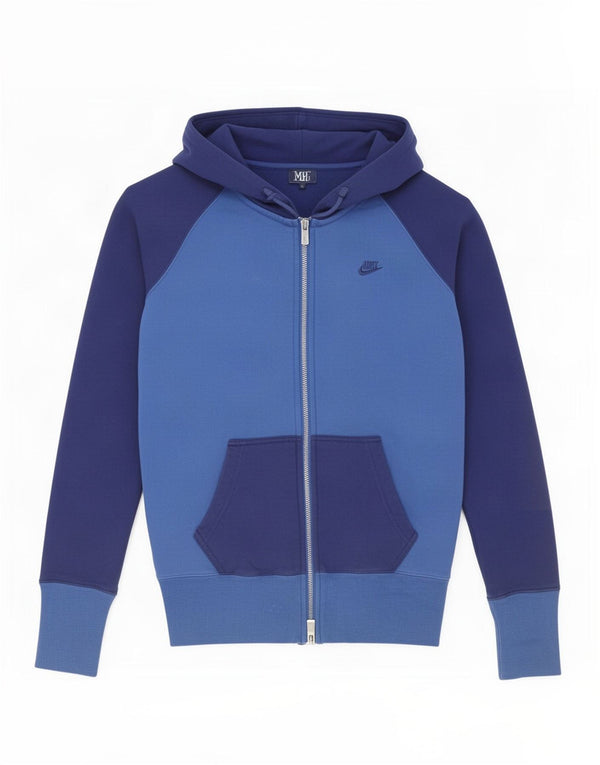 Felpa con cappuccio e zip da uomo Nike UK 10 Small Blu Colourblock in cotone