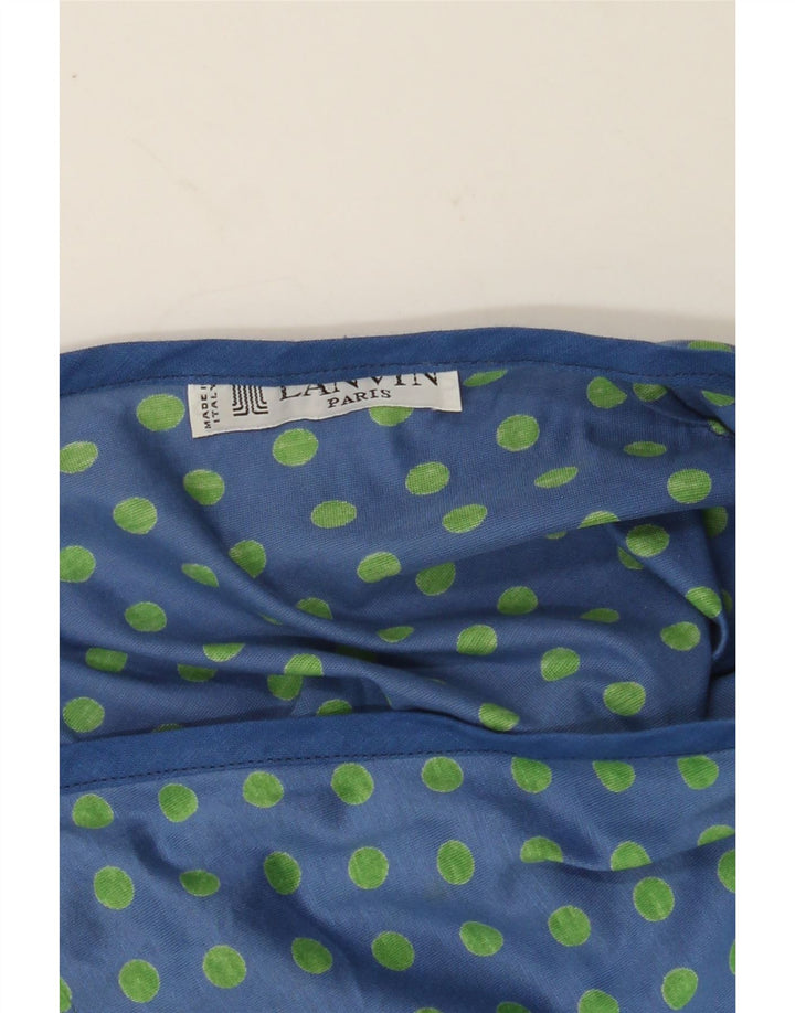 LANVIN Womens Robe Dress UK 16 Large Blue Polka Dot Cotton Vintage Lanvin and Second-Hand Lanvin from Messina Hembry 