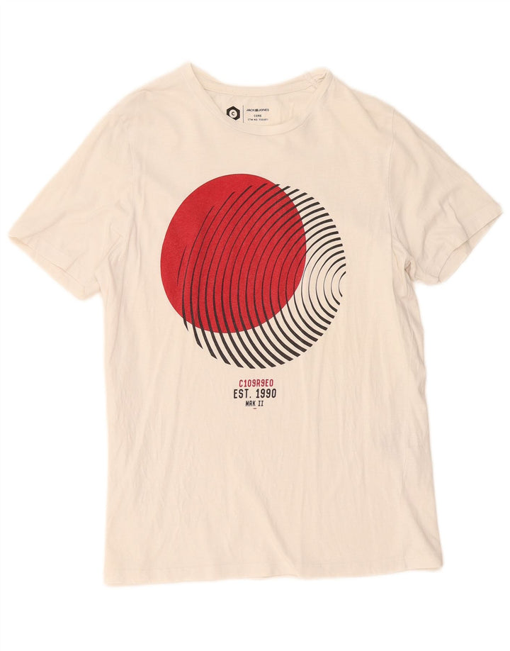 Jack & Jones T-shirt grafica da uomo grande in cotone bianco