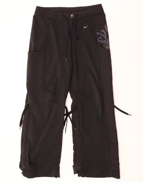 Pantaloni impermeabili dritti da donna Nike UK 8 Small W30 L30 Nero Paisley