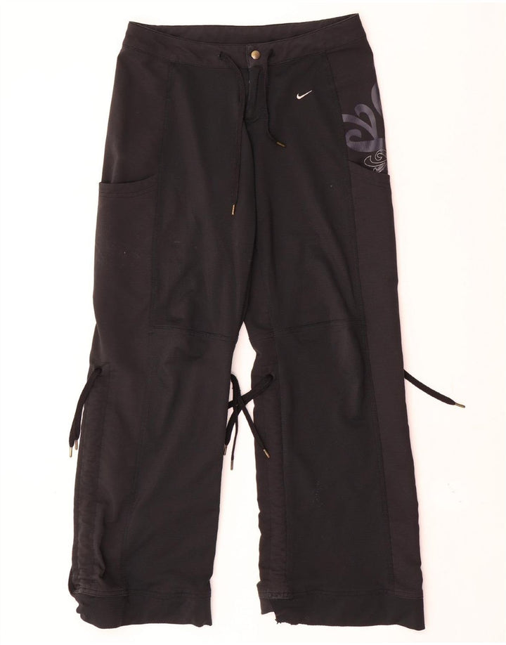 Pantaloni impermeabili dritti da donna Nike UK 8 Small W30 L30 Nero Paisley