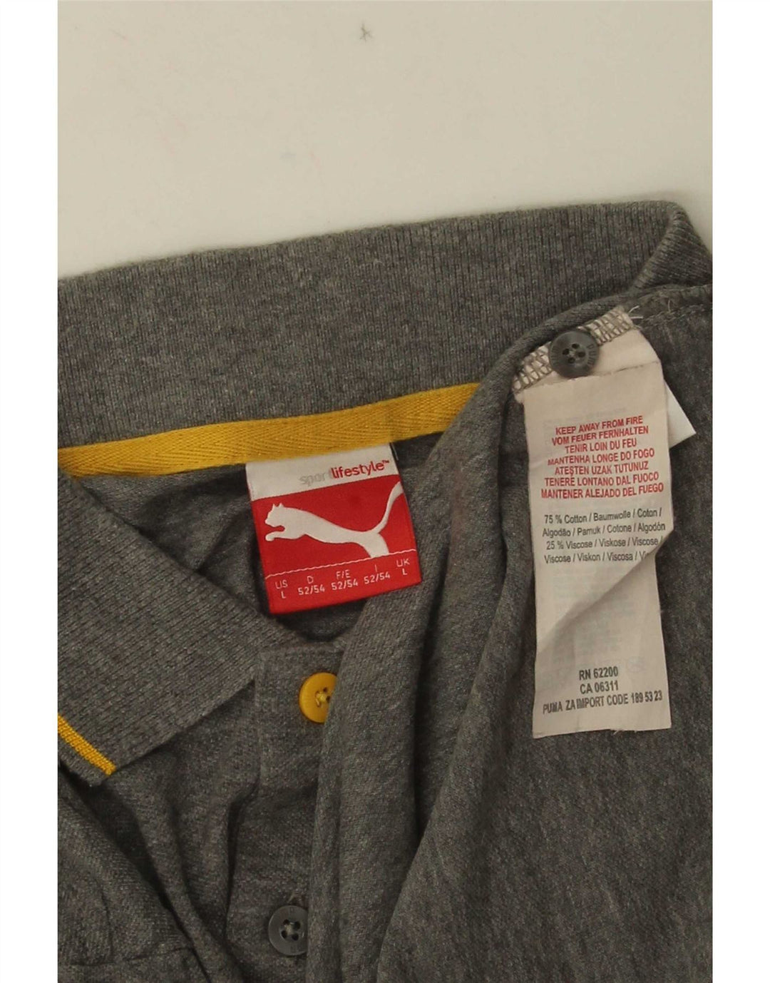 Polo da uomo Puma grande in cotone a righe grigie