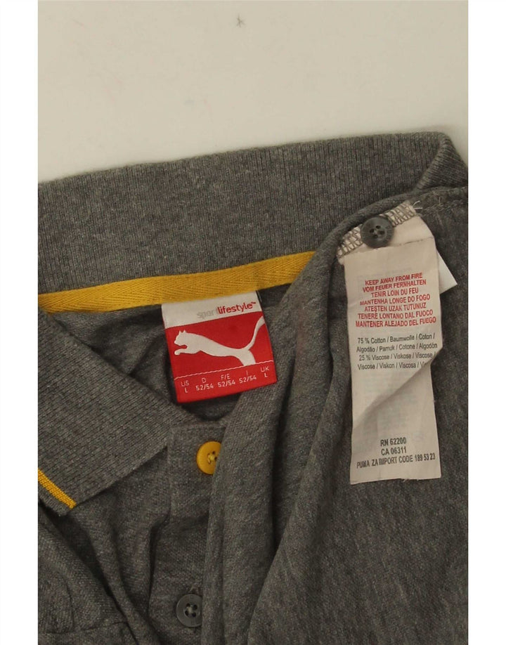 Polo da uomo Puma grande in cotone a righe grigie