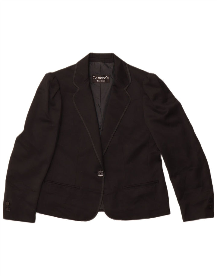 Giacca blazer da donna a 1 bottone VINTAGE IT 42 media lana nera
