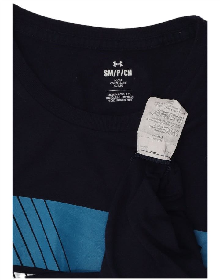 T-shirt grafica da uomo UNDER ARMOUR Top piccola in cotone blu navy