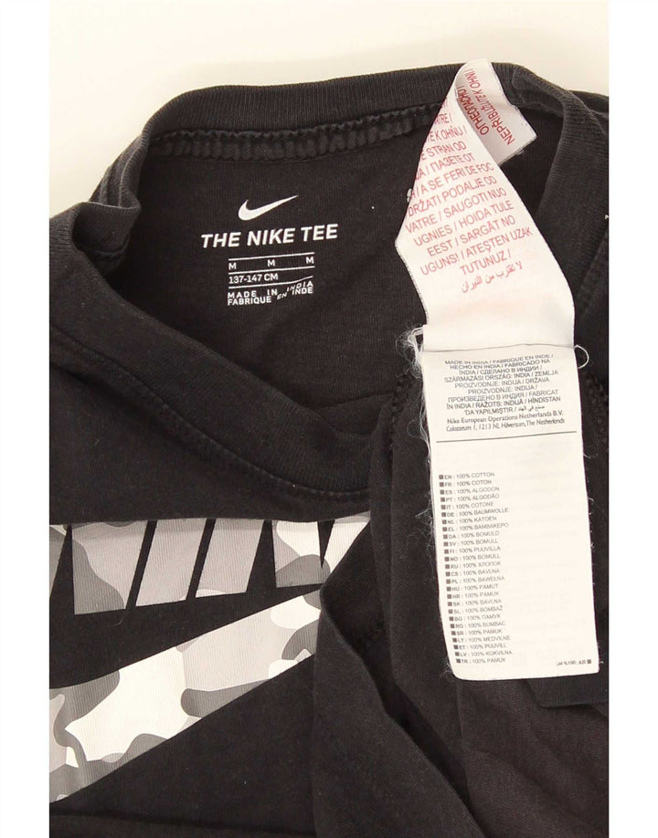 T-shirt grafica da ragazzo Nike Top 10-11 anni cotone nero medio