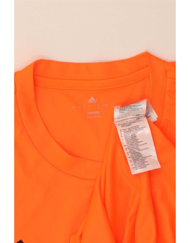 T-shirt Adidas Climalite da uomo, grande, in poliestere a righe arancioni