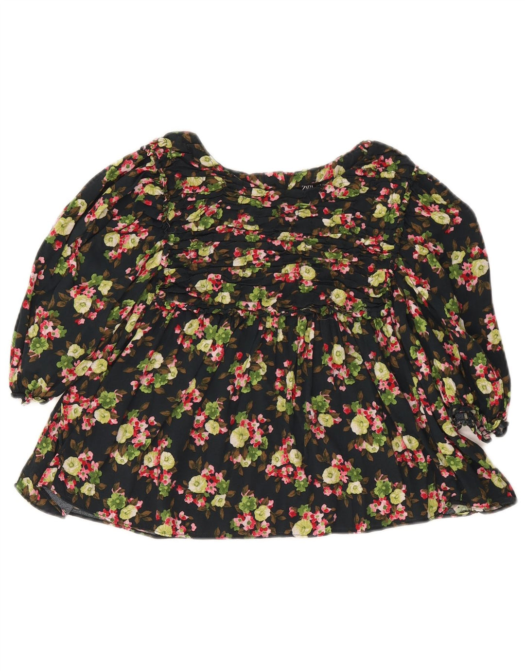 Top corto in camicetta corta da donna Zara UK 12 medio nero floreale