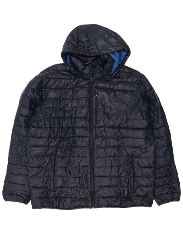 Conte of Florence Giacca imbottita con cappuccio da uomo UK 42 XL Blu Navy