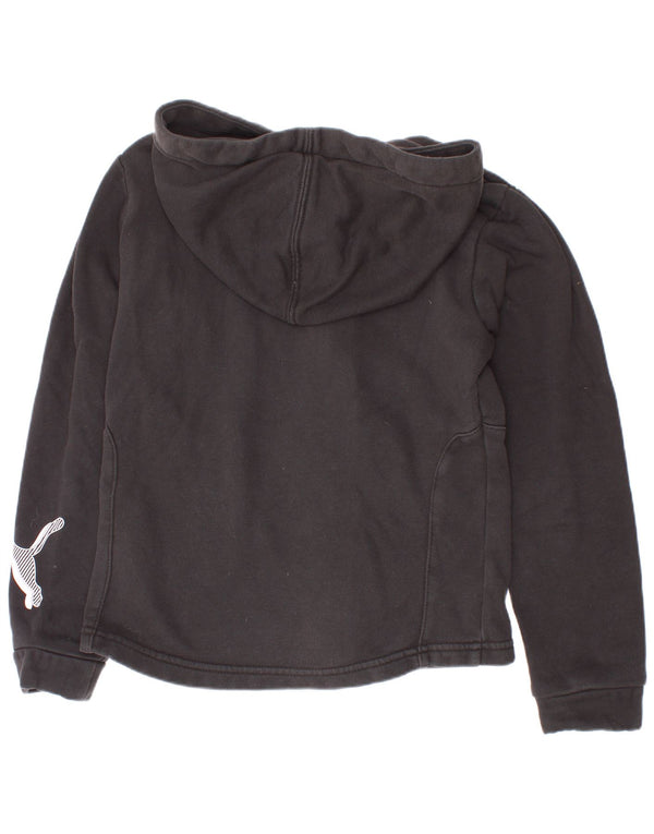 Felpa con cappuccio e zip grafica per ragazze Puma 9-10 anni in cotone nero