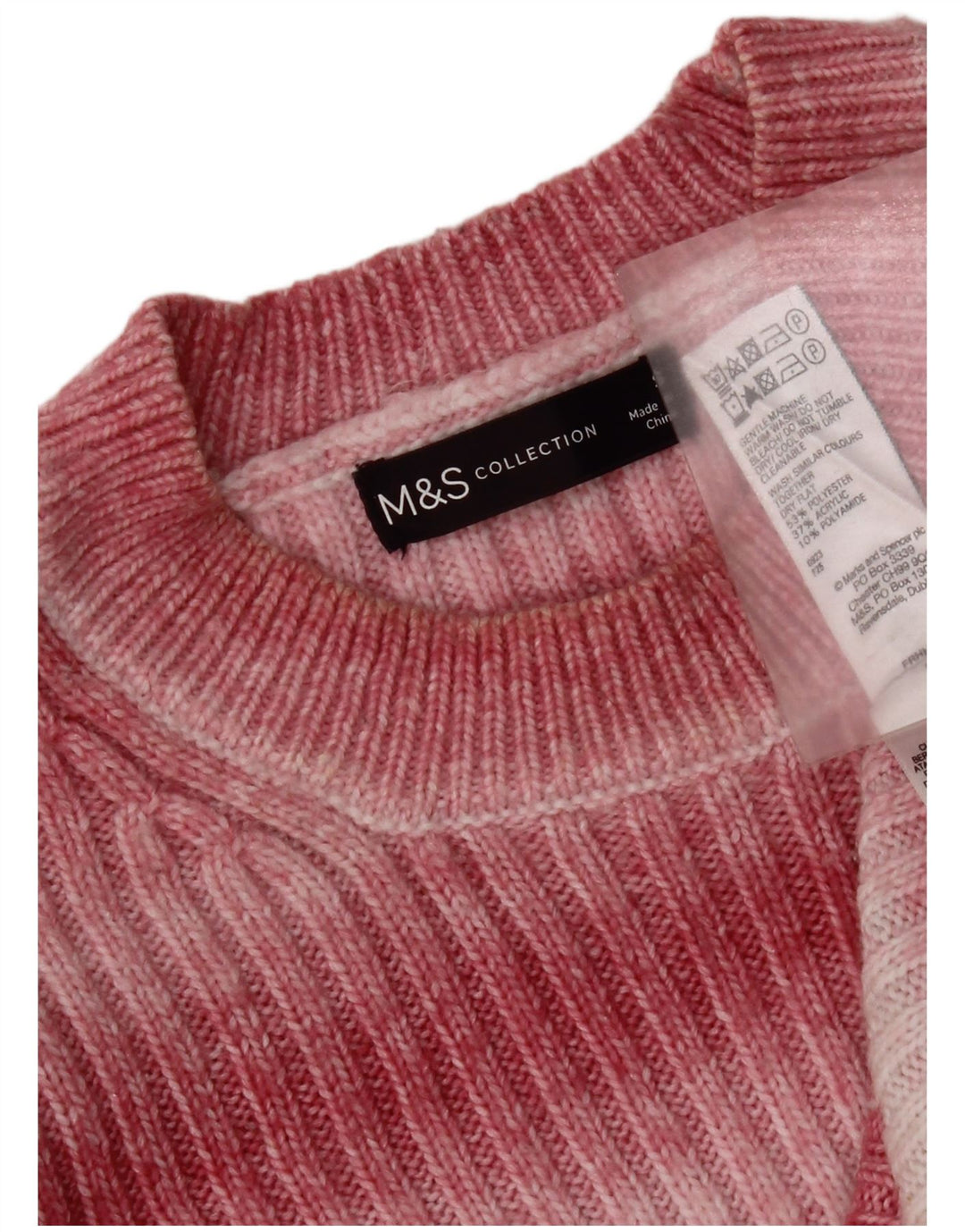 Maglione maglione girocollo da donna Marks & Spencer UK 10 piccolo a righe rosa