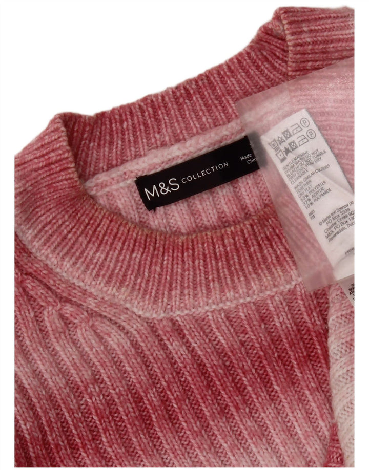 Maglione maglione girocollo da donna Marks & Spencer UK 10 piccolo a righe rosa