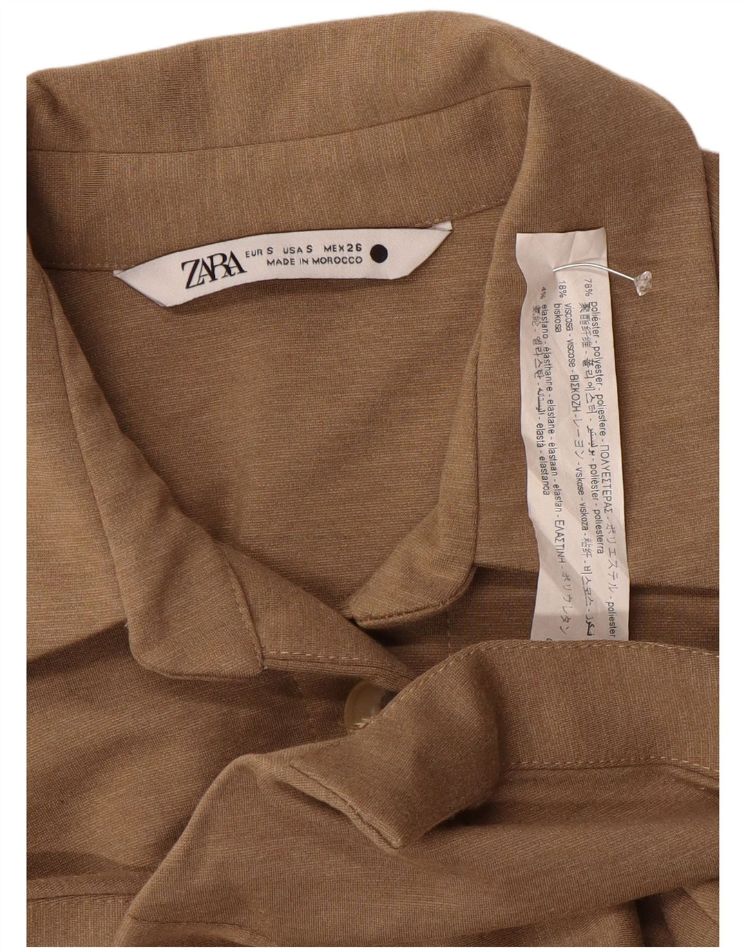 Camicia Zara da donna camicetta UK 10 piccola marrone poliestere