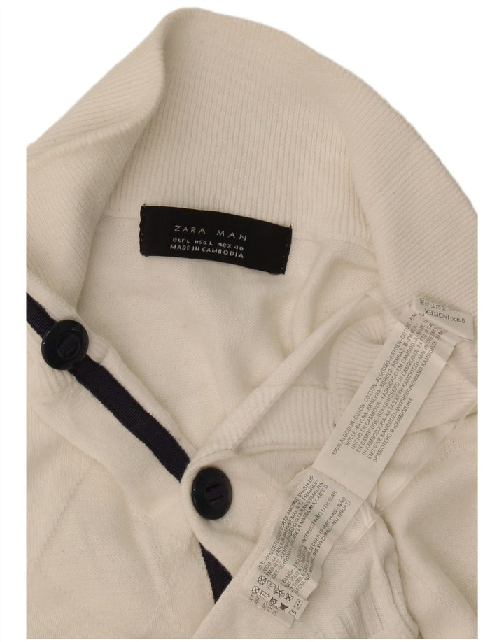 Maglione cardigan da uomo Zara grande in cotone bianco