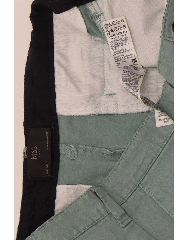 Pantaloncini chino da uomo Marks & Spencer W34 grandi in cotone verde