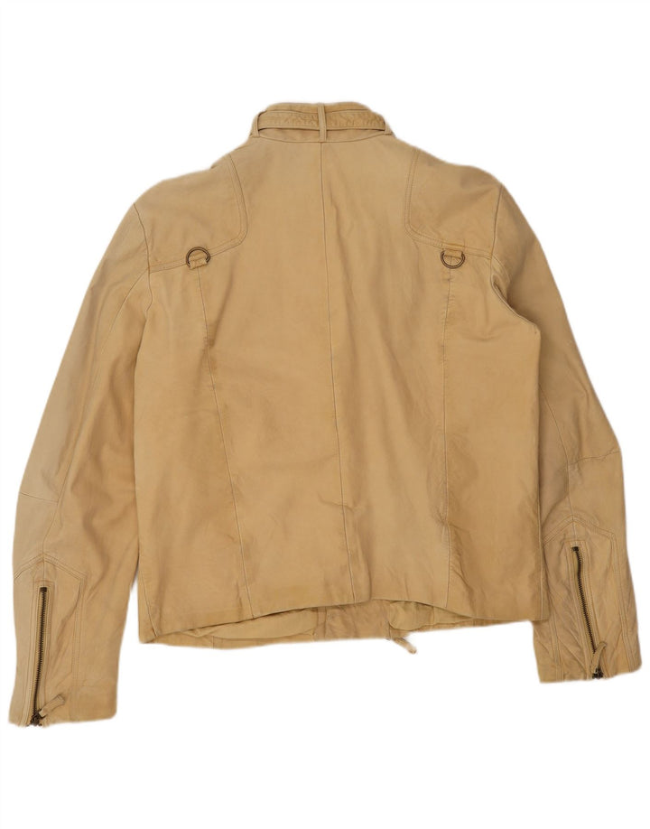 Giacca da motociclista in pelle da uomo Massimo Rebecchi IT 54 2XL Pelle beige
