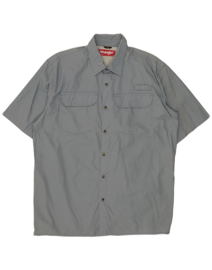 Camicia a maniche corte da uomo Wrangler grande in cotone grigio