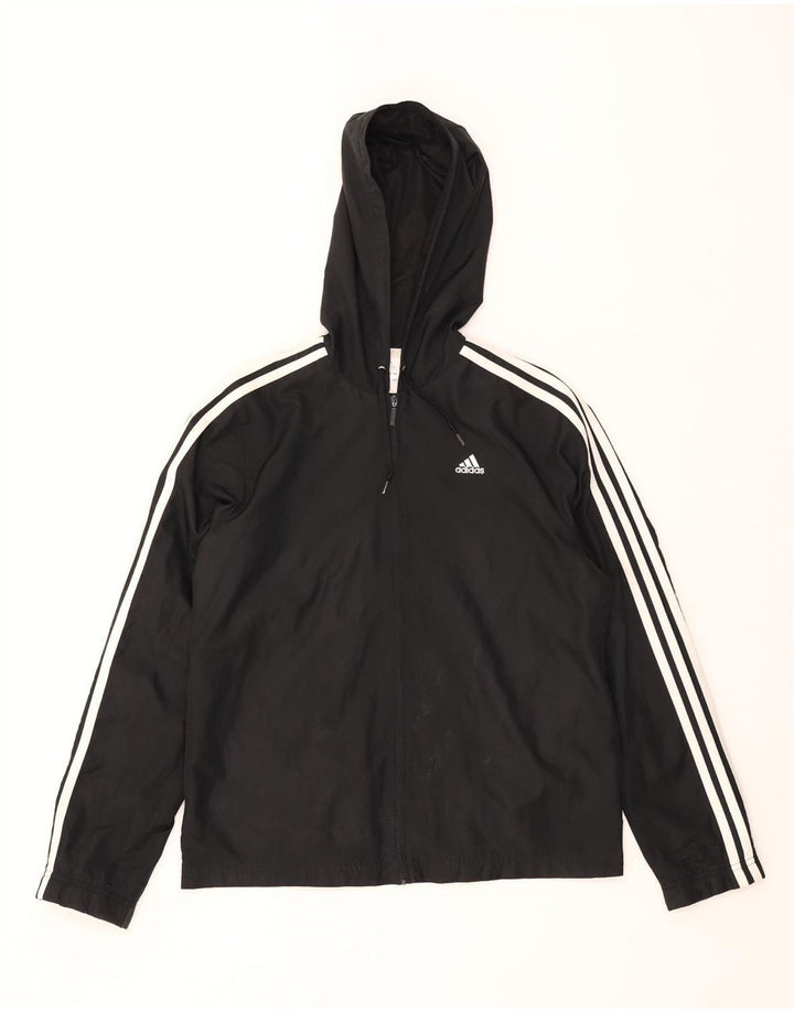 Giacca da ginnastica con cappuccio da donna Adidas UK 14 grande poliestere nero