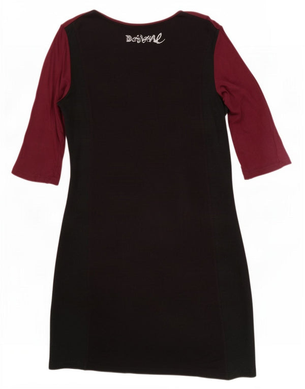 Desigual Abito tubino grafico da donna UK 18 XL Viscosa color block bordeaux