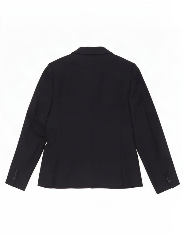 Giacca blazer a 5 bottoni da donna Laura Ashley UK 12 media lana blu navy