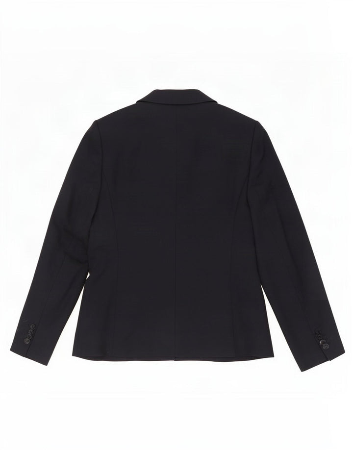 Giacca blazer a 5 bottoni da donna Laura Ashley UK 12 media lana blu navy