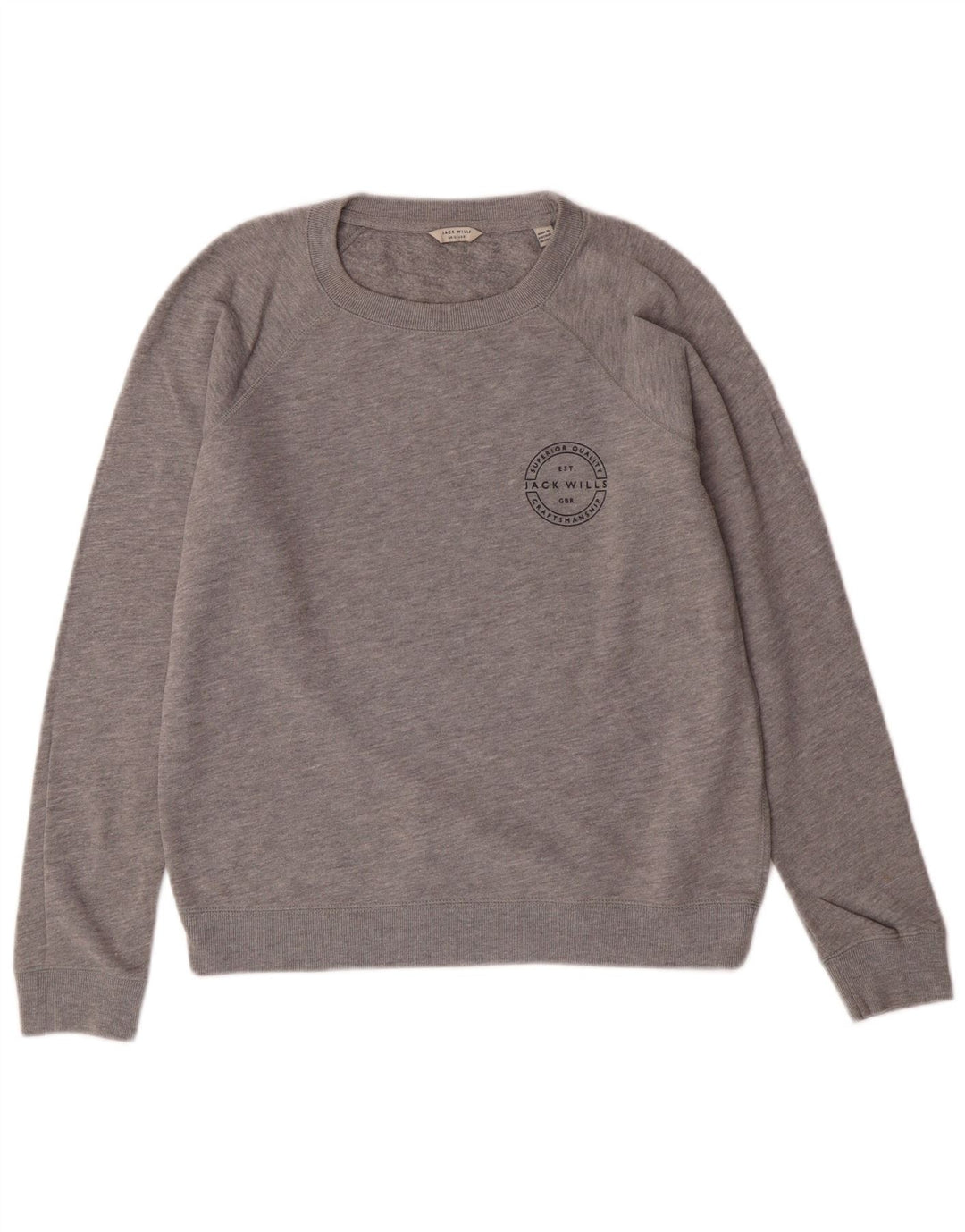 JACK WILLS Felpa da donna Maglione UK 12 Cotone grigio medio