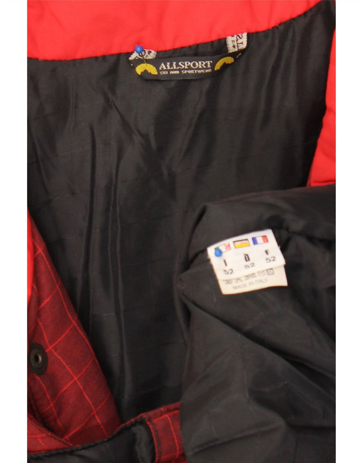 Giacca da sci vintage da uomo IT 52 XL Bordeaux a quadri in poliammide