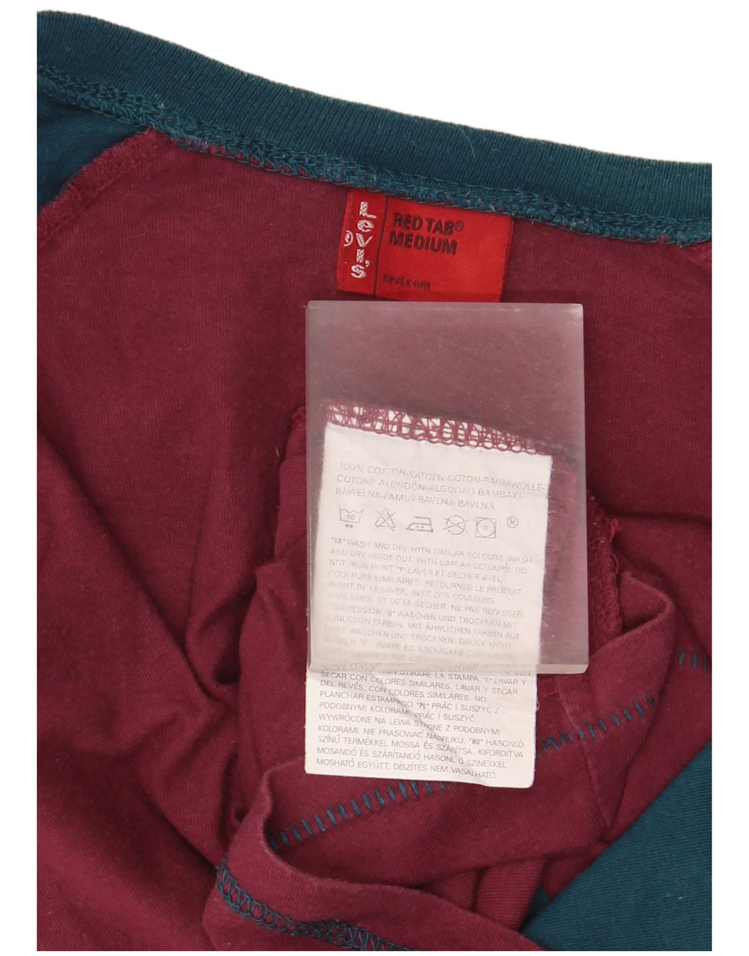 Levi's Top grafico da donna a maniche lunghe UK 14 Colorblock medio bordeaux