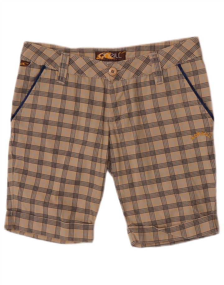Pantaloncini chino da donna O'Neill W27 piccoli in cotone a quadri beige
