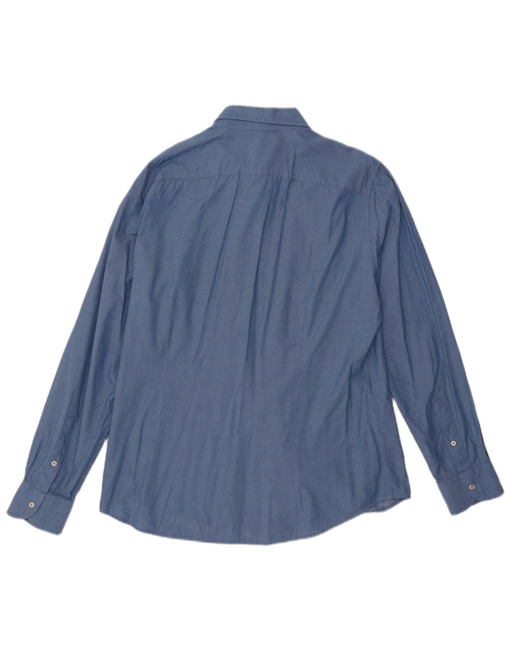 Camicia da uomo BENETTON XL Blu Argyle/Diamante in cotone