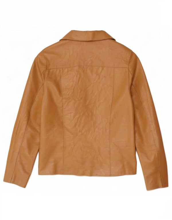 Giacca in pelle vintage da donna UK 8 piccola Beige