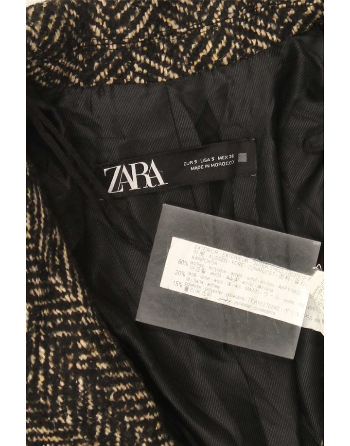 Cappotto Zara da donna UK 10 piccolo acrilico nero a spina di pesce