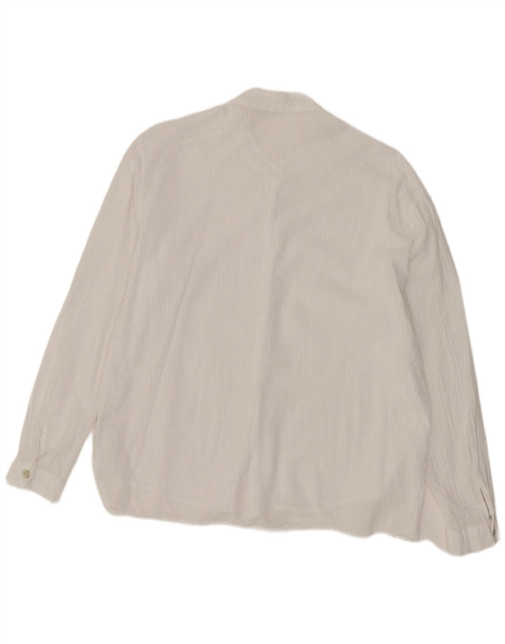 Camicia da donna vintage UK 14 cotone gessato bianco medio