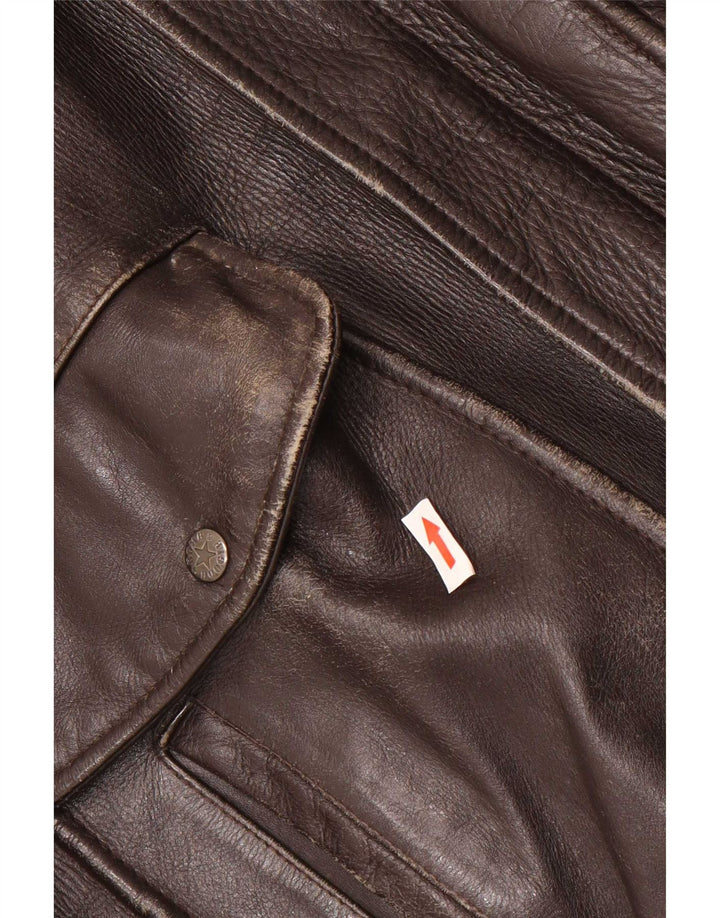 Bomb Boogie Giacca in pelle da uomo Sky Loose Fit UK 38 Marrone medio