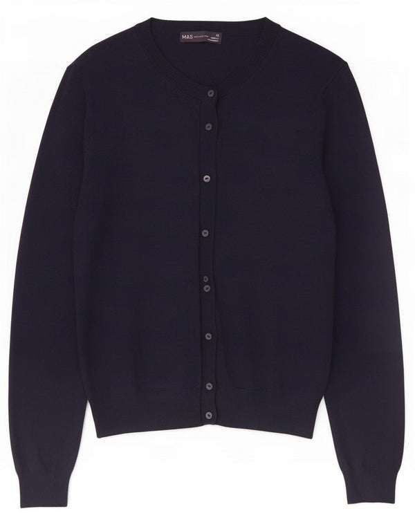 Maglione cardigan da donna Marks & Spencer UK 14 Viscosa blu navy medio